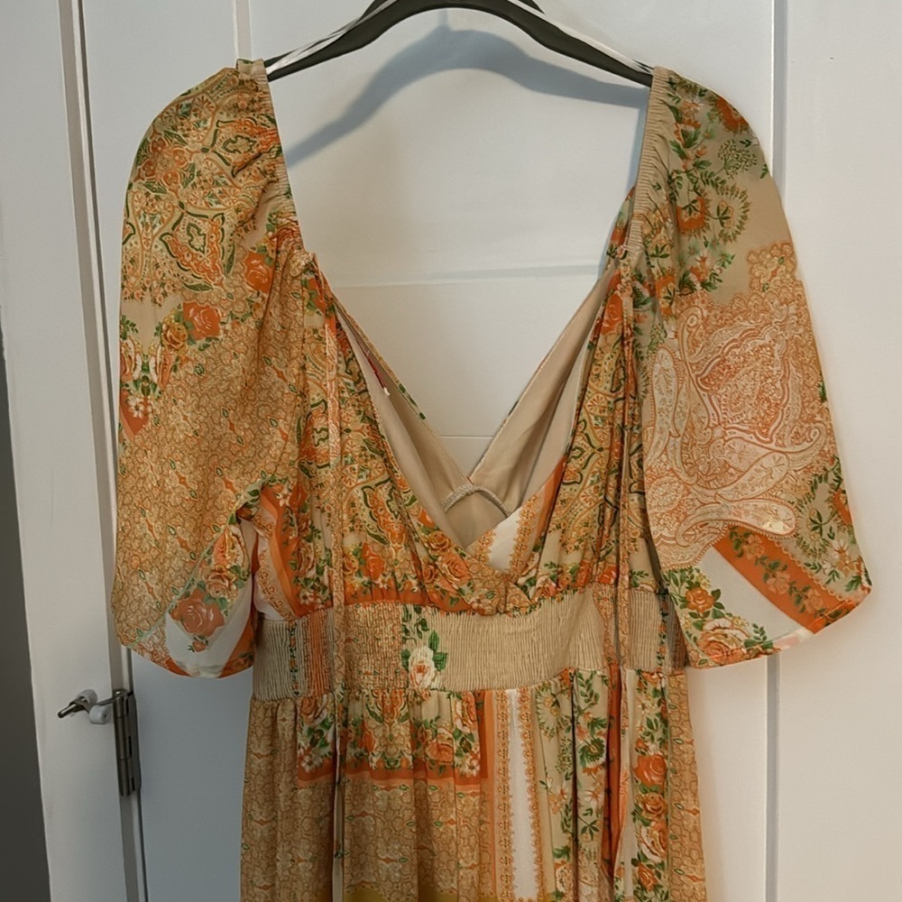 Orange floral design dress​​​​​​​​ - Picture 3 of 5